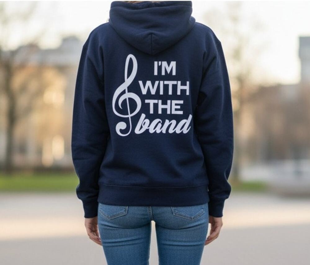 Gildan I'm With The Band Hoodie Womens Medium Black Graphic Sweatshirt